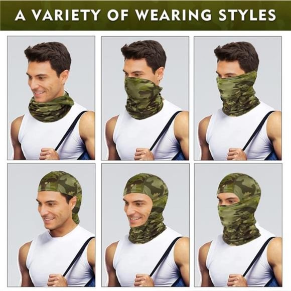 Military Camo Face Mask Bandana Balaclava Hood Headwear for Men Women Tactical - Picture 3 of 6